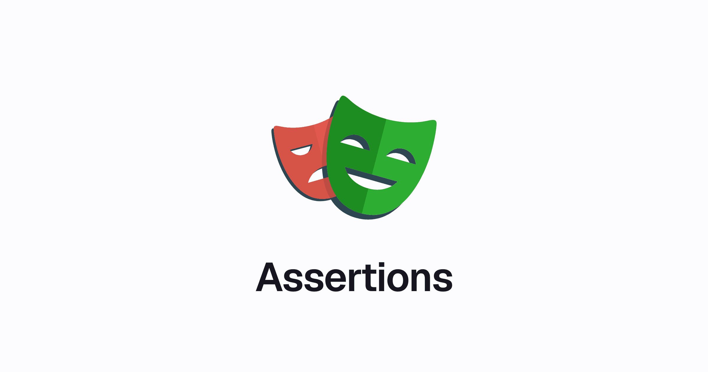 Playwright logo with the word Assertions under it, centered on a light background