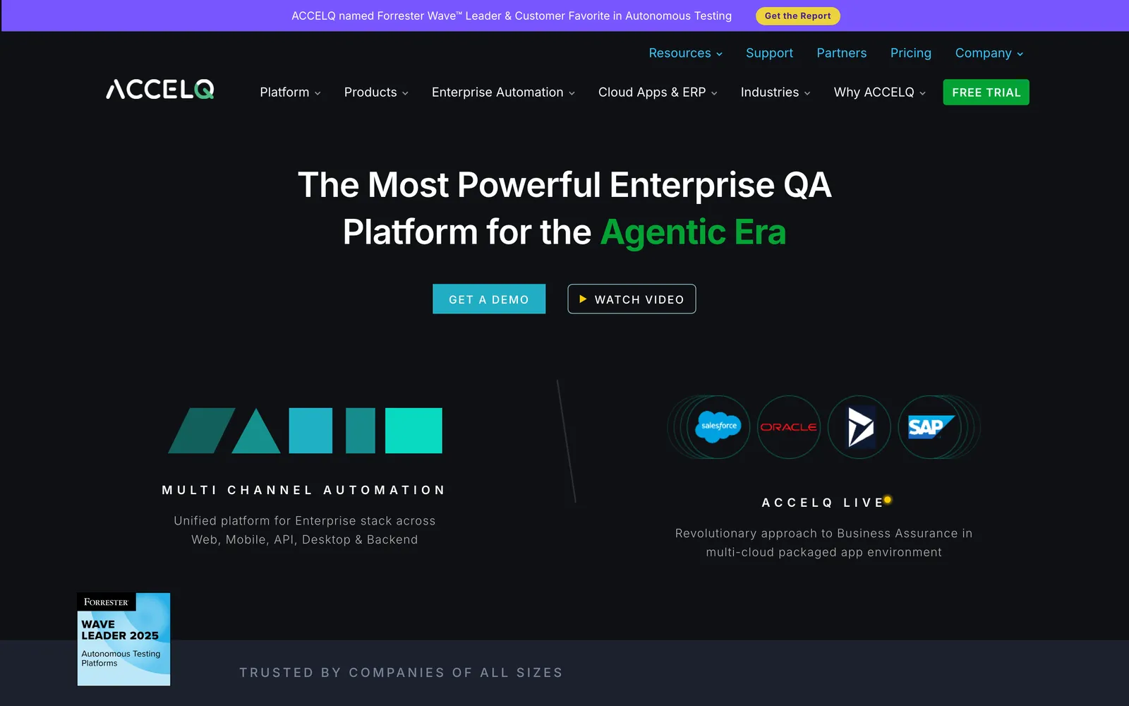 ACCELQ Autopilot homepage: The Most Powerful Enterprise QA Platform for the Agentic Era