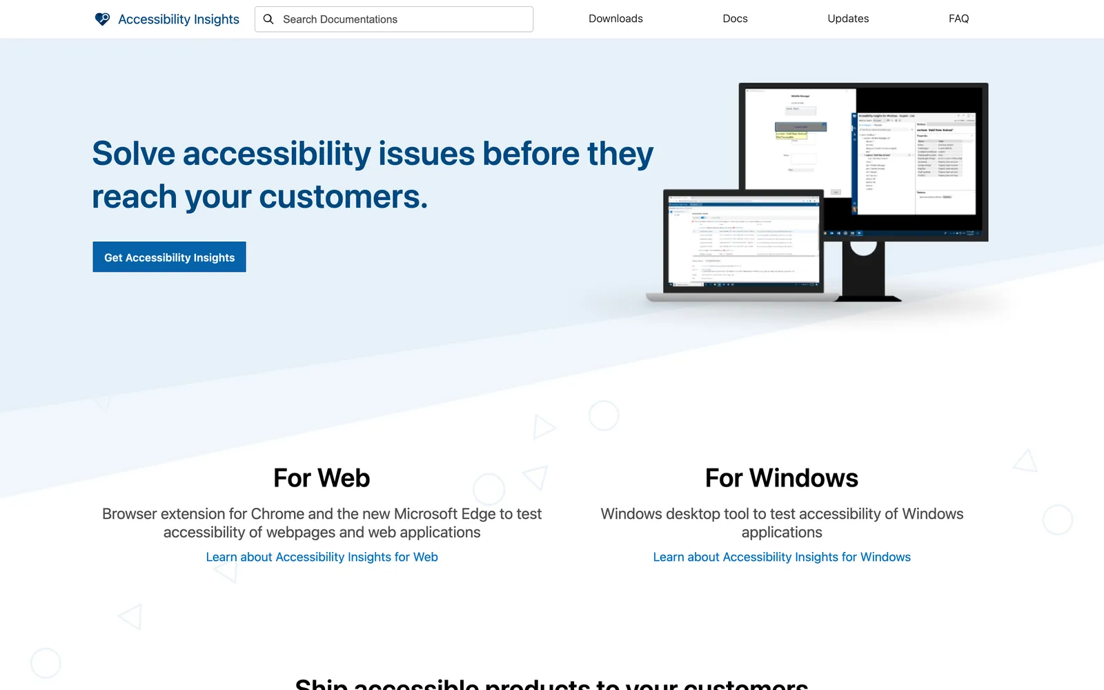 Accessibility Insights homepage: Solve accessibility issues before they reach your customers