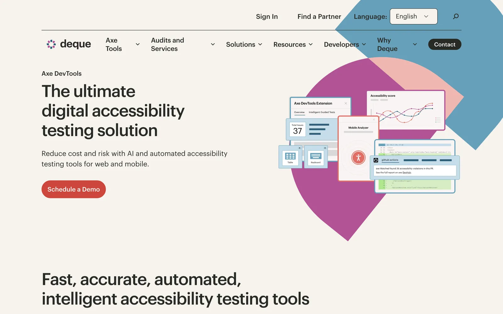 axe DevTools homepage: Axe DevTools: The ultimate digital accessibility testing solution