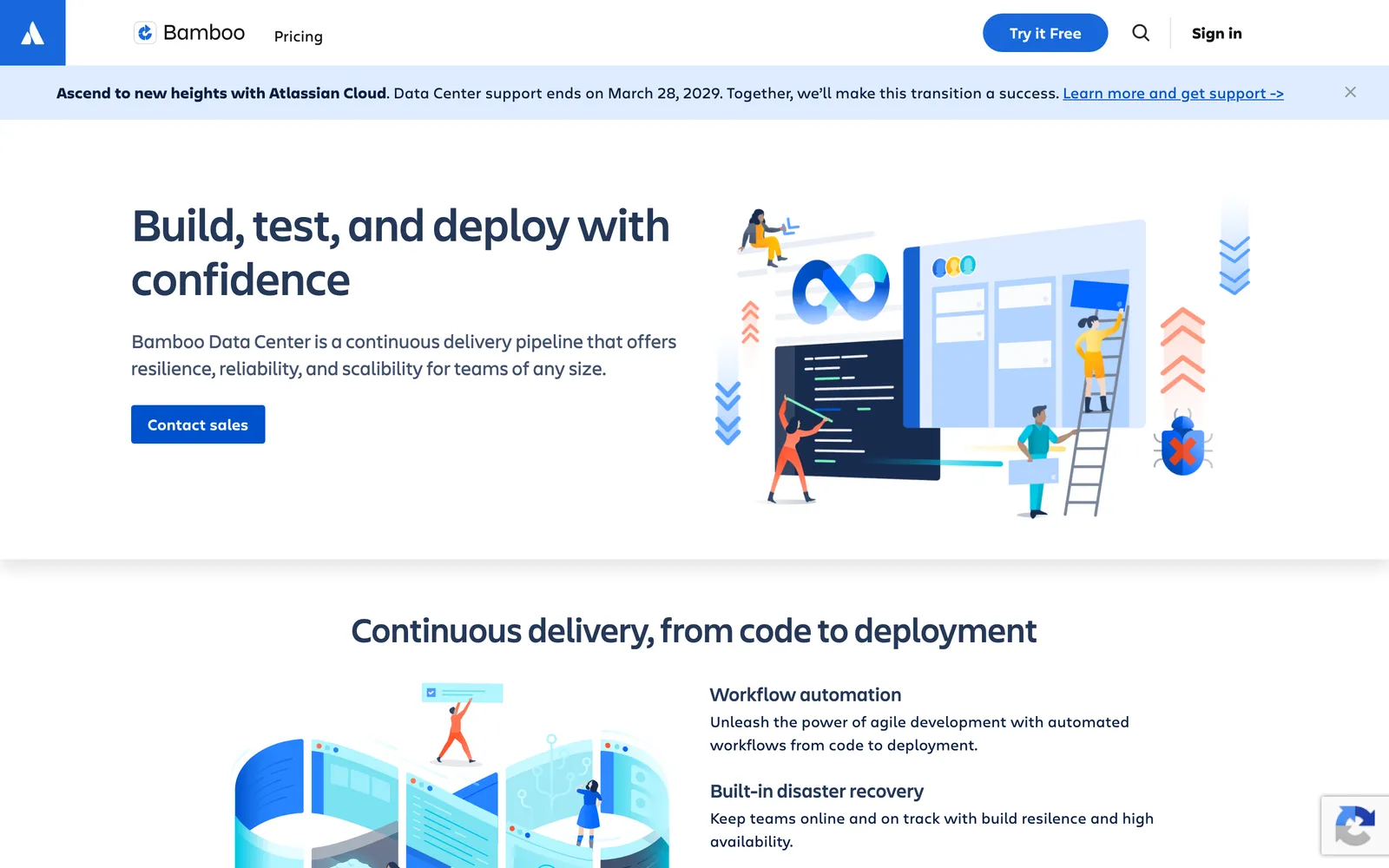Bamboo homepage: Bamboo Data Center: Build, test, and deploy with confidence