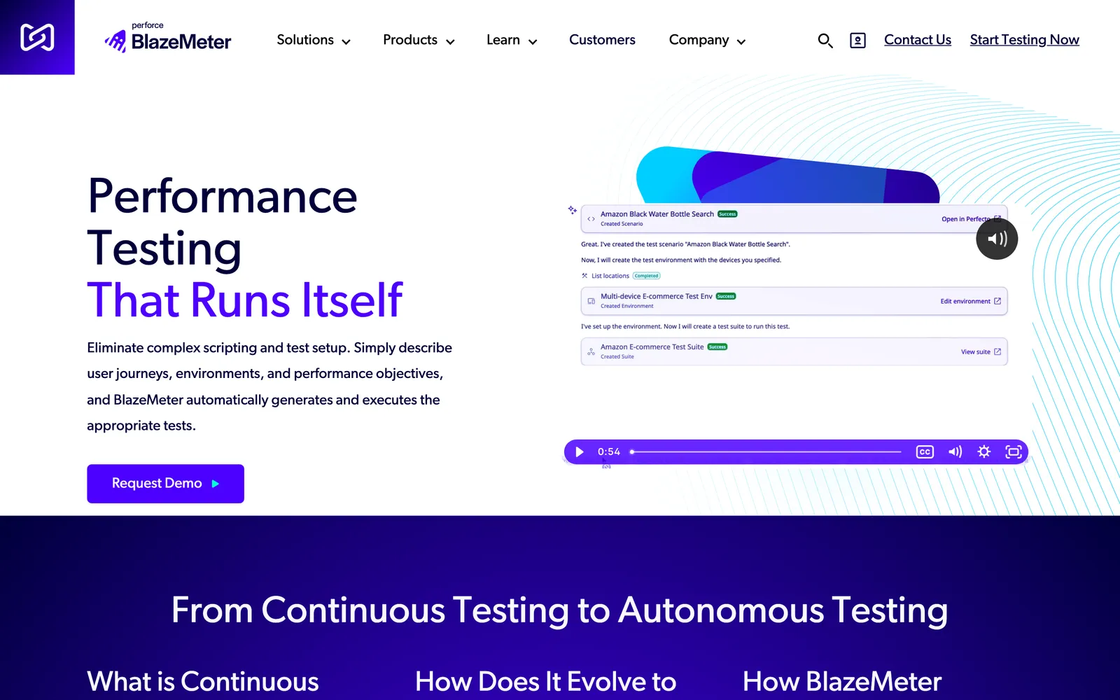BlazeMeter homepage: Performance Testing That Runs Itself