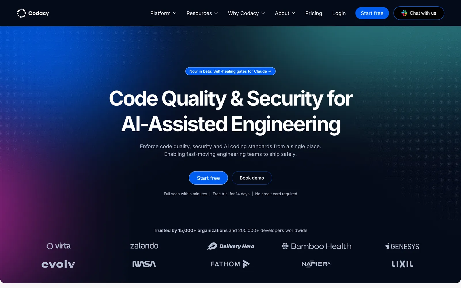 Codacy homepage: Code Quality and Security for AI-Assisted Engineering
