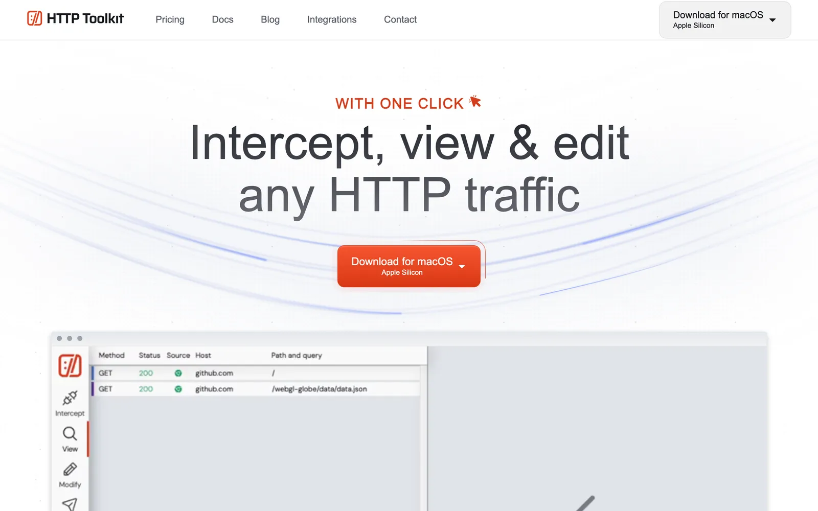 HTTP Toolkit homepage: Intercept, view and edit any HTTP traffic