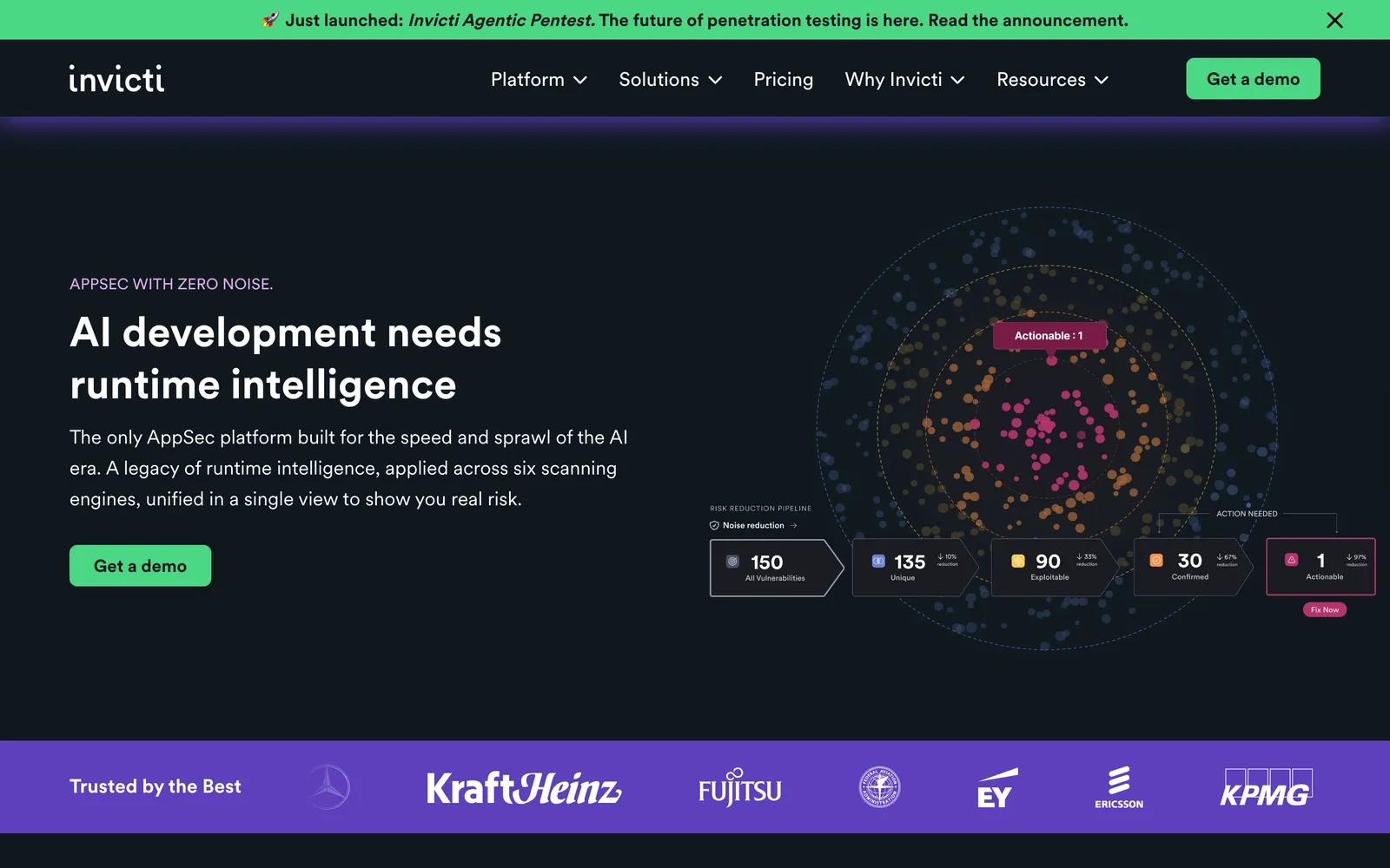 Invicti homepage: AI development needs runtime intelligence