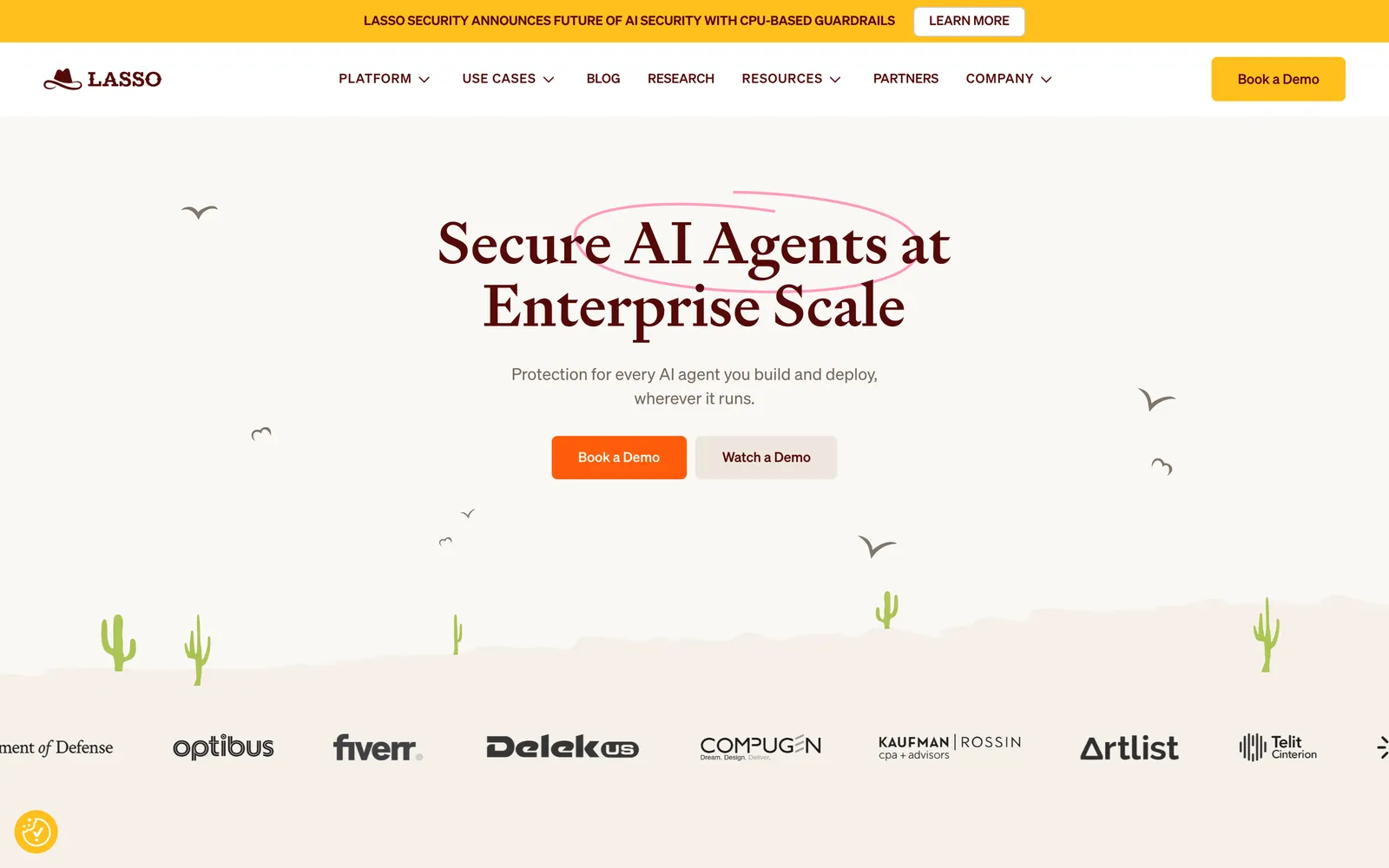 LLM Guardian by Lasso Security homepage: Secure AI Agents at Enterprise Scale