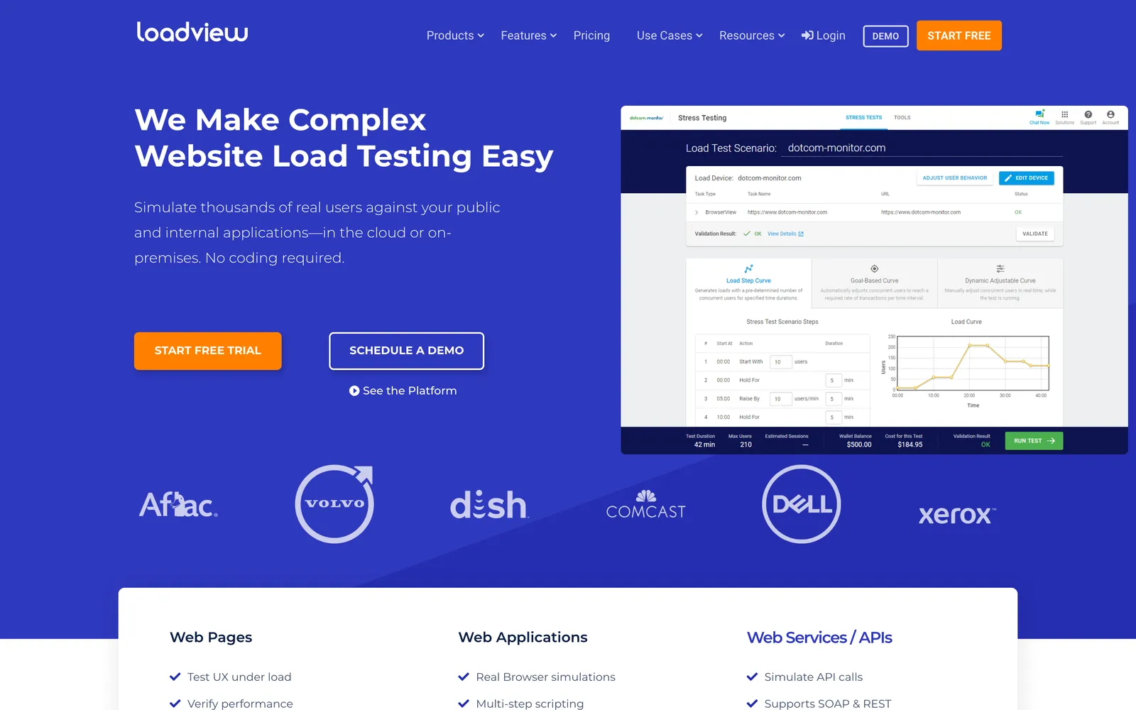 LoadView homepage: We Make Complex Website Load Testing Easy