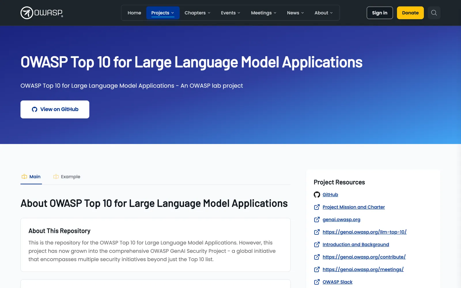 OWASP LLM Security Framework homepage: OWASP Top 10 for Large Language Model Applications