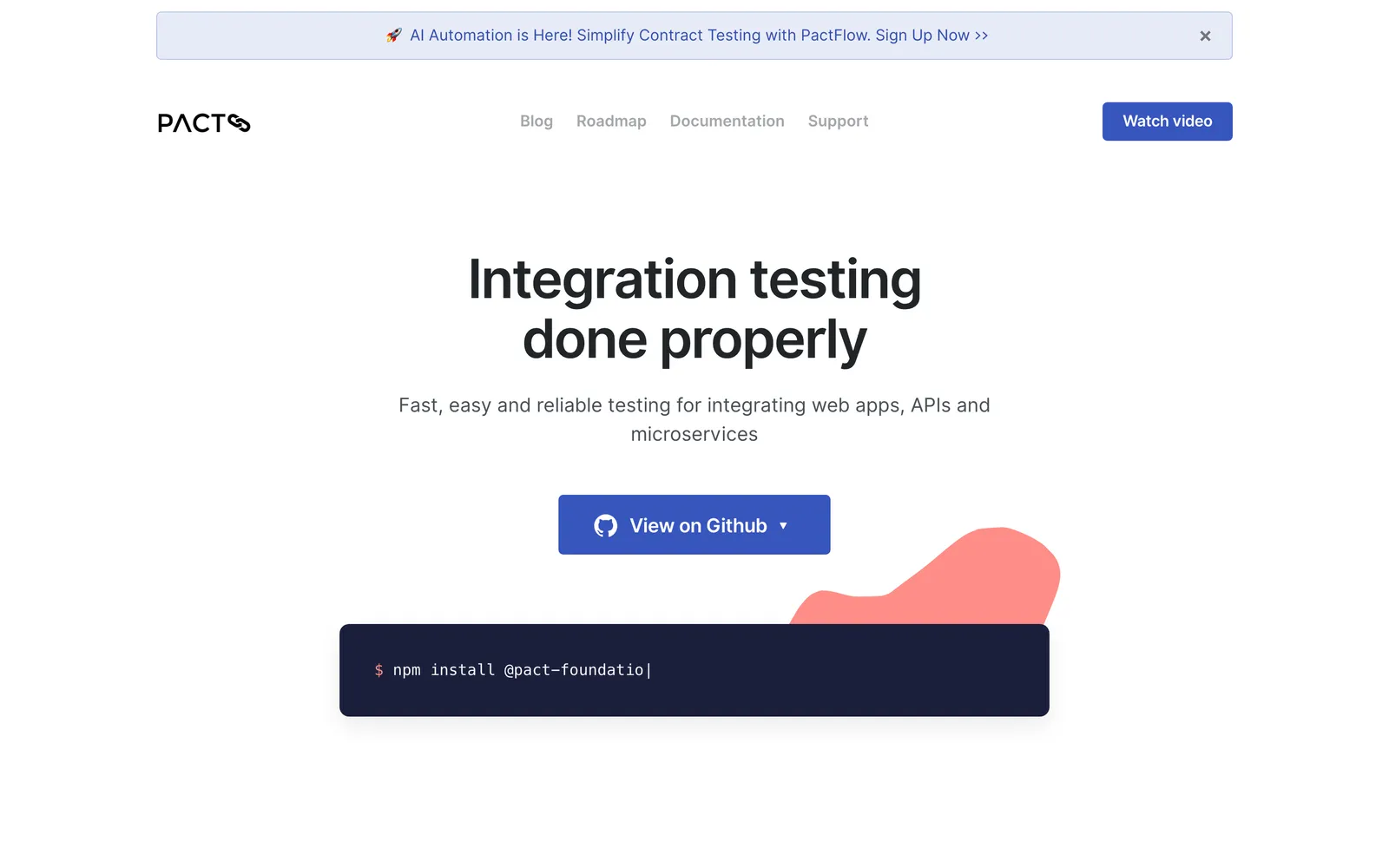 Pact homepage: Integration testing done properly