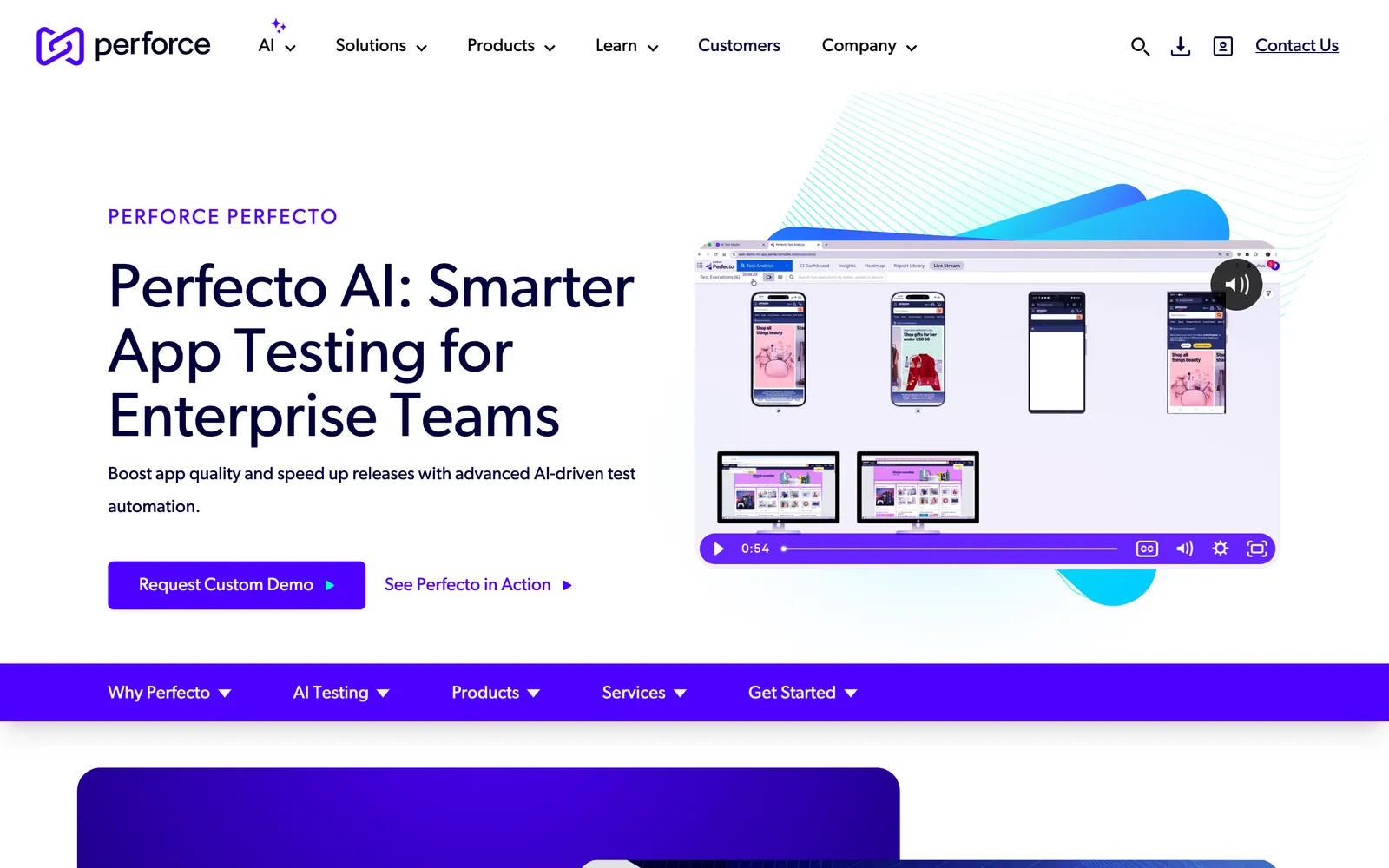Perfecto by Perforce homepage: Perfecto AI: Smarter App Testing for Enterprise Teams
