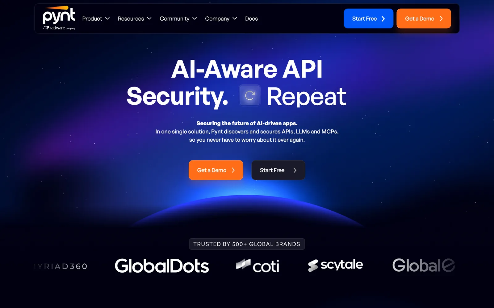 Pynt homepage: AI-Aware API Security. Repeat