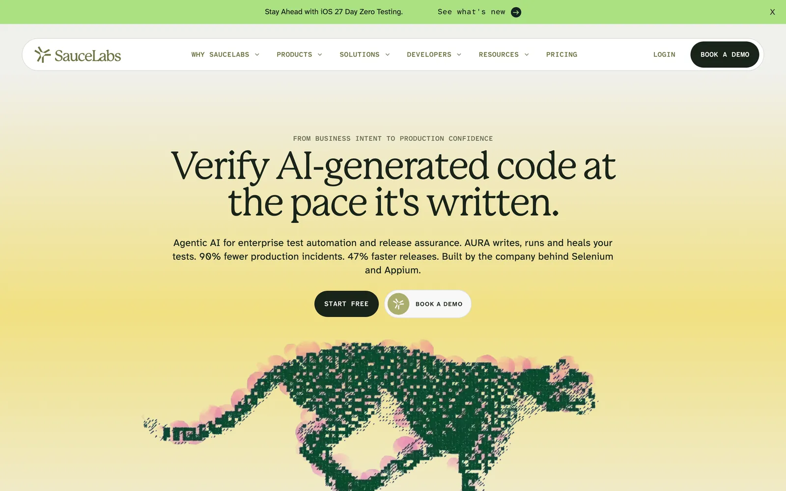 Sauce Labs homepage: Verify AI-generated code at the pace it's written