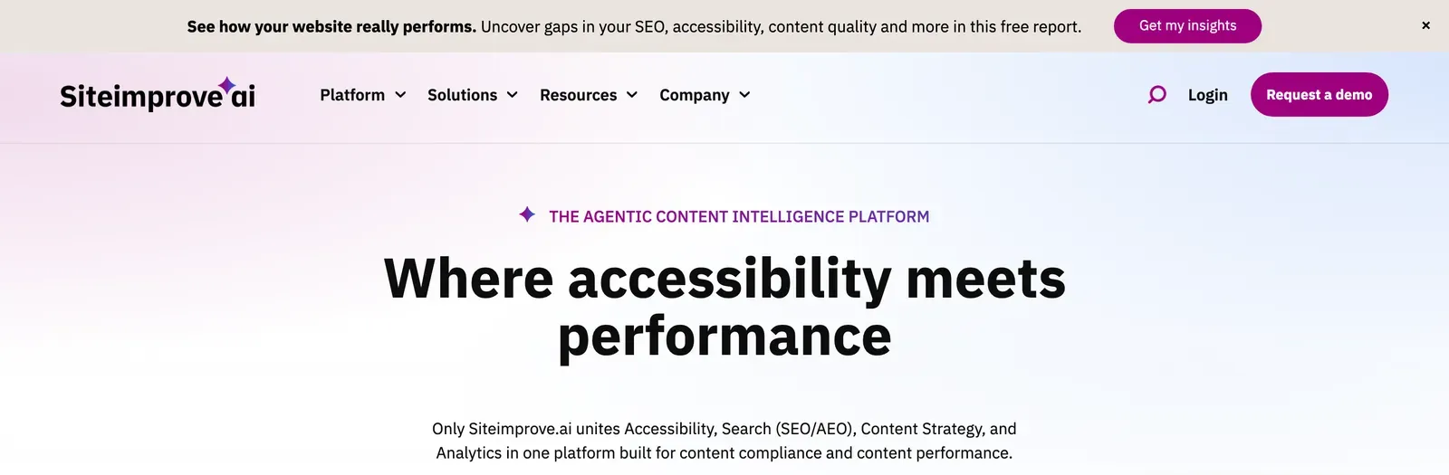 Siteimprove Accessibility Checker homepage: Where accessibility meets performance