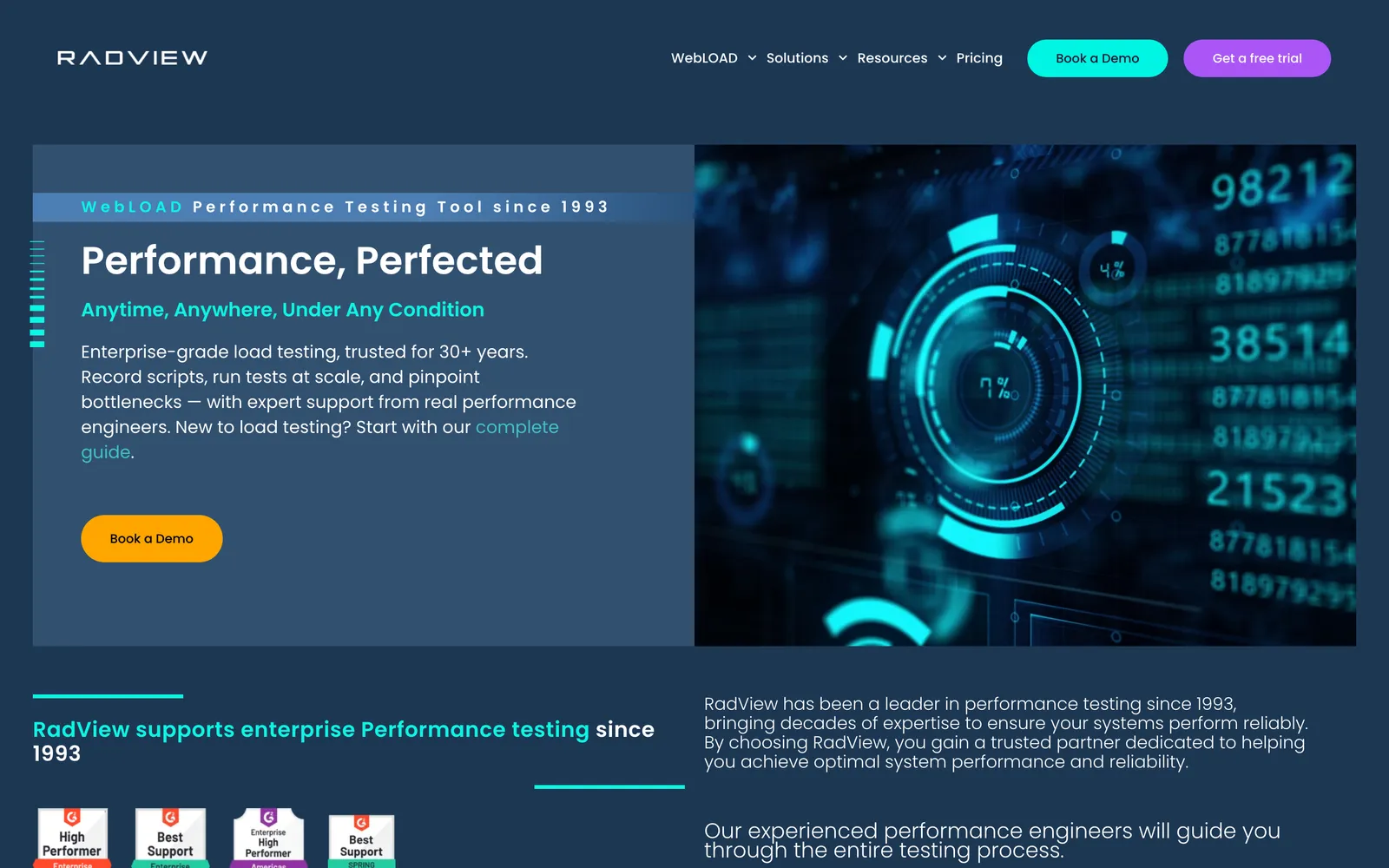 WebLOAD homepage: WebLOAD by RadView: Performance, Perfected