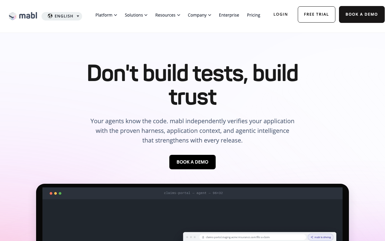 mabl homepage, captured September 2026